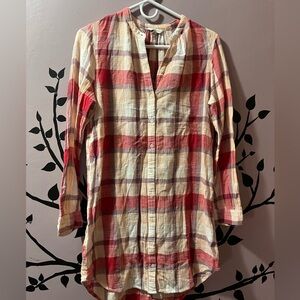 Lucky Brand Women’s Xtra Long Flannel Shirt Long Sleeved